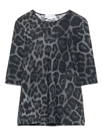 Stella McCartney Grey Animal Print Round Neck Top