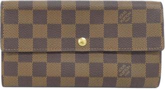 Louis Vuitton Brown Coated Canvas Long Wallet (Bi-Fold) (Pre-Owned)