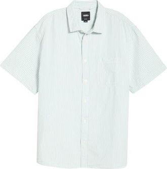 Vans Lawson Stripe Cotton & Linen Blend Button-Up Shirt in Dawn Mist-Marshmallow at Nordstrom, Size Xx-Large