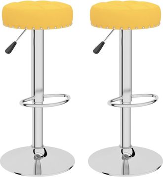 vidaXL Taburetes De Cocina 2 Unidades Tela Amarillo Mostaza Vidaxl