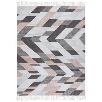 Beliani Alfombra De Yute Beige Gris Rosa 160 X 230 Cm Hecho A Mano Borlas Nakkas