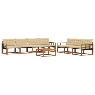 vidaXL Conjunto De Sof&aacute;s De Exterior Con Coj&iacute;n 8 Pcs Natural Y Beige Vidaxl