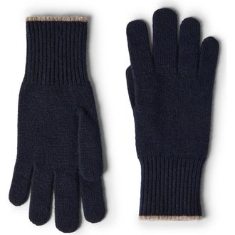 Brunello Cucinelli Cashmere knit gloves in Navy Blue at Nordstrom, Size X-Large