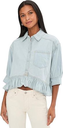 Free People Bailey Denim Shirt Womens Clothing Light Tint Wash : LG (Womens 12-14), Cotton/Denim