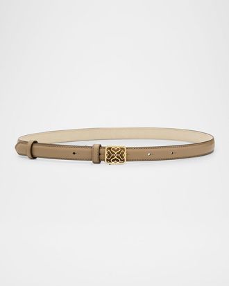 Strathberry Monogram Metal Leather Skinny Belt