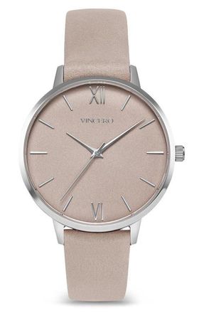 Vincero Eros Leather Strap Watch, 38mm in Taupe/silver at Nordstrom