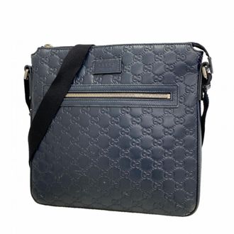 Gucci Navy Leather Shoulder Bag (Pre-Owned)