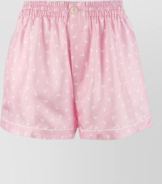 Moschino satin shorts button detail back pocket animal print