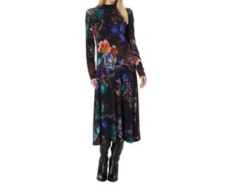 Johnny Was The Janie Favorite Seamed Mock Neck Dress In Midnight Scarf