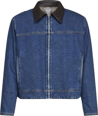Bottega Veneta Denim jas met Intrecciato-afwerking - Heren - Spijkerjassen - Blauw - M - Denim - Jassen