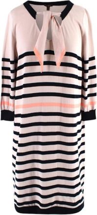 Louis Vuitton Beige Striped Tie-neck Dress Size M