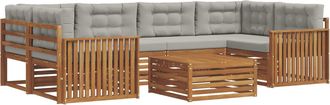 vidaXL Conjunto De Sof&aacute;s De Exterior 7 Uds. Gris Natural Y Claro Vidaxl