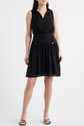 Vince Camuto Souffl&eacute; Chiffon Sleeveless Dress in Black at Nordstrom, Size 16
