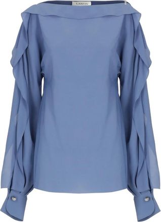 Lanvin Trui met rechte hals - Dames - Blouses - Blauw - M - Overhemden