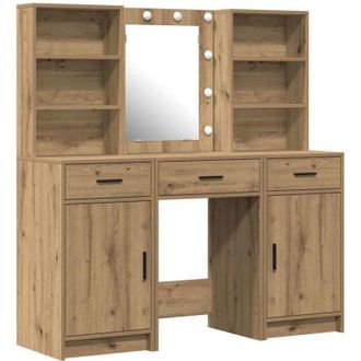 vidaXL Conjunto De Mesa De Tocador Con Caj&oacute;n 3 Pcs Roble Artisan Vidaxl
