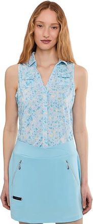 Jamie Sadock Wildflower Print Sleeveless Top Womens Clothing Blue : XS, Polyester/Spandex