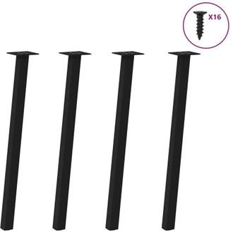 vidaXL Patas Para Consola (4 Unidades), Color Negro, 72 Cm, Acero Vidaxl