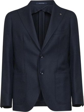Tagliatore Jacquard Wool Blazer - Heren - Blazers - Blauw - L - Wol - Jassen