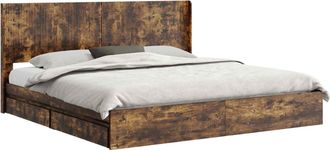 vidaXL Estructura De Cama Con Almacenamiento Y Cabecero Roble Ahumado Vidaxl