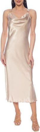 Tash And Sophie Satin Cowl Neck Dress in Champagne Gold at Nordstrom Rack, Size X-Large