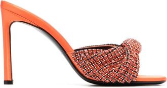 Sergio Rossi x Evangelie Smyrniotaki 105mm crystal-embellished sandals - women - Fabric/Calf Leather/Calf Leather/Fabric/Crystal - 36 - Orange