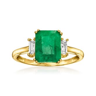 Ross-Simons Emerald and. White Topaz Ring in 18kt Gold Over Sterling