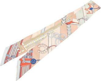Herm&egrave;s Pre-owned Scarves, female, Beige, Size: ONE SIZE Pre-owned Brides et Gris-Gris Twilly Scarf