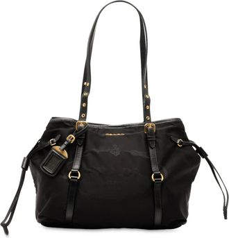 Prada Borsa tote Canapa in tessuto con logo 2010-2025 - Nero