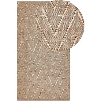 Beliani Tappeto in iuta beige con motivo a zigzag beige 80 x 150 cm fatto a mano Daday