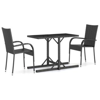 Berkfield Home 3 Piece Garden Dining Set Black