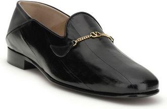 Valentino Garavani Mens Black Calf Leather Bos Taurus Slip-On Loafers
