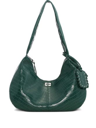 Ganni crocodile-embossed shoulder bag - women - Recycled Leather/Polyester/Polyurethane - One Size - Green