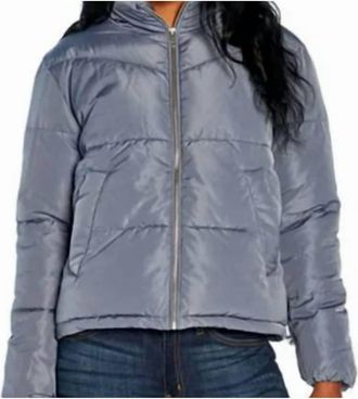 Three Dots Puffer Channeled Jacket In Blue