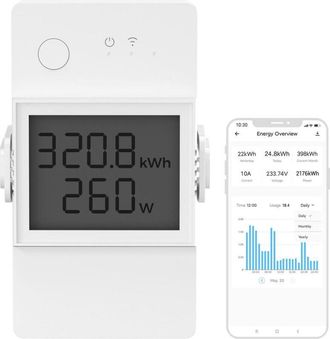 OEM Interruptor Inteligente Elite Wifi Con Medici&oacute;n De Consumo, Interruptor Inal&aacute;mbrico De Alta Potencia De 20 A/5000 W, Vat&iacute;metro Compatible Con Amazon A
