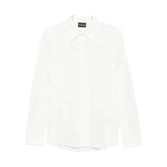 Emporio Armani Formal Shirts, male, White, Size: 3XL Slim-fit Shirt in Lyocell-blend Jersey