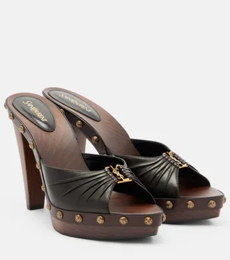 Saint Laurent Babylone Cassandre leather platform mules