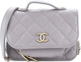 Chanel Clutch Business Affinity con catena in pelle Caviar trapuntata - Grigio