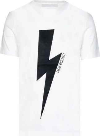 Neil Barrett Gedrukt Logo Slim Fit T-Shirt - Heren - T-shirts - Wit - S - Katoen - Tops