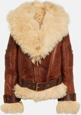 Balmain Giacca in pelle e shearling