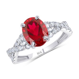 MAX + STONE Solid 10k Yellow or White Gold Gemstone Oval Cut Birthstone Ring