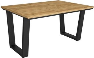 Skraut Home Skraut Home - Mesa Comedor, Mesa Fija Cocina y Salón, 140x90x74cm, Para 6 comensales, Muebles Comedor, Estilo Industrial, Roble