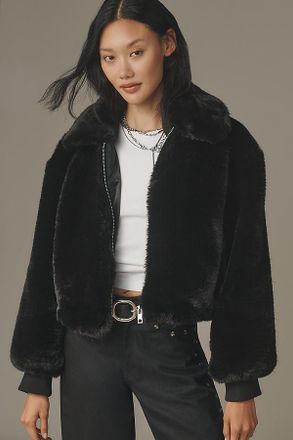 Maeve Crop Faux Fur Coat Jacket