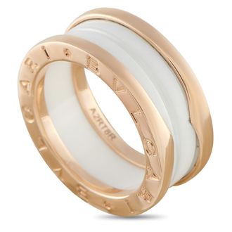 Bulgari B. zero1 18K Rose Gold White Ceramic Ring BV23-031326