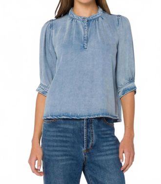 Velvet Heart Almafi Elbow Sleeve Top In Light Skyfall