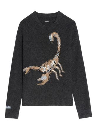 Zadig&Voltaire Jordan scorpion-motif sweater - men - Merino - M - Grey