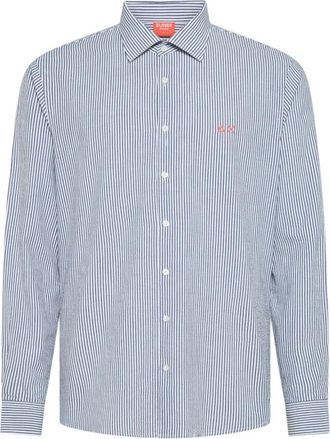 Sun 68 Shirt Fancy Stripe Beach L/s - Heren - Casual Overhemden - Blauw - 2XL - Overhemden