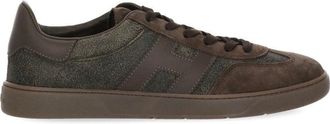 Hogan Brown Smooth Leather Detail Suede Sneakers