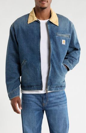 Carhartt Work in Progress OG Detroit Denim Jacket in Blue /Dusty Heather Brown at Nordstrom, Size Xx-Large