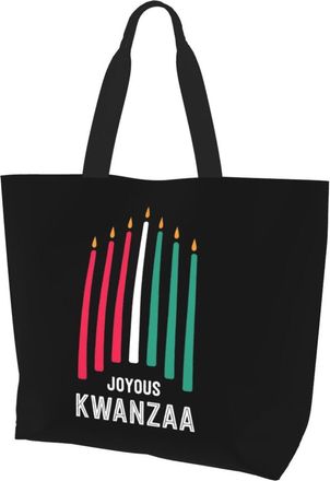 AOOEDM Joyous Kwanzaa Ladies Canvas Tote Reusable Shopping Bag