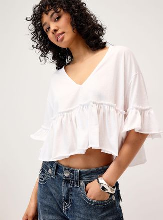 Twik Womens Ruffled bohemian T-shirt